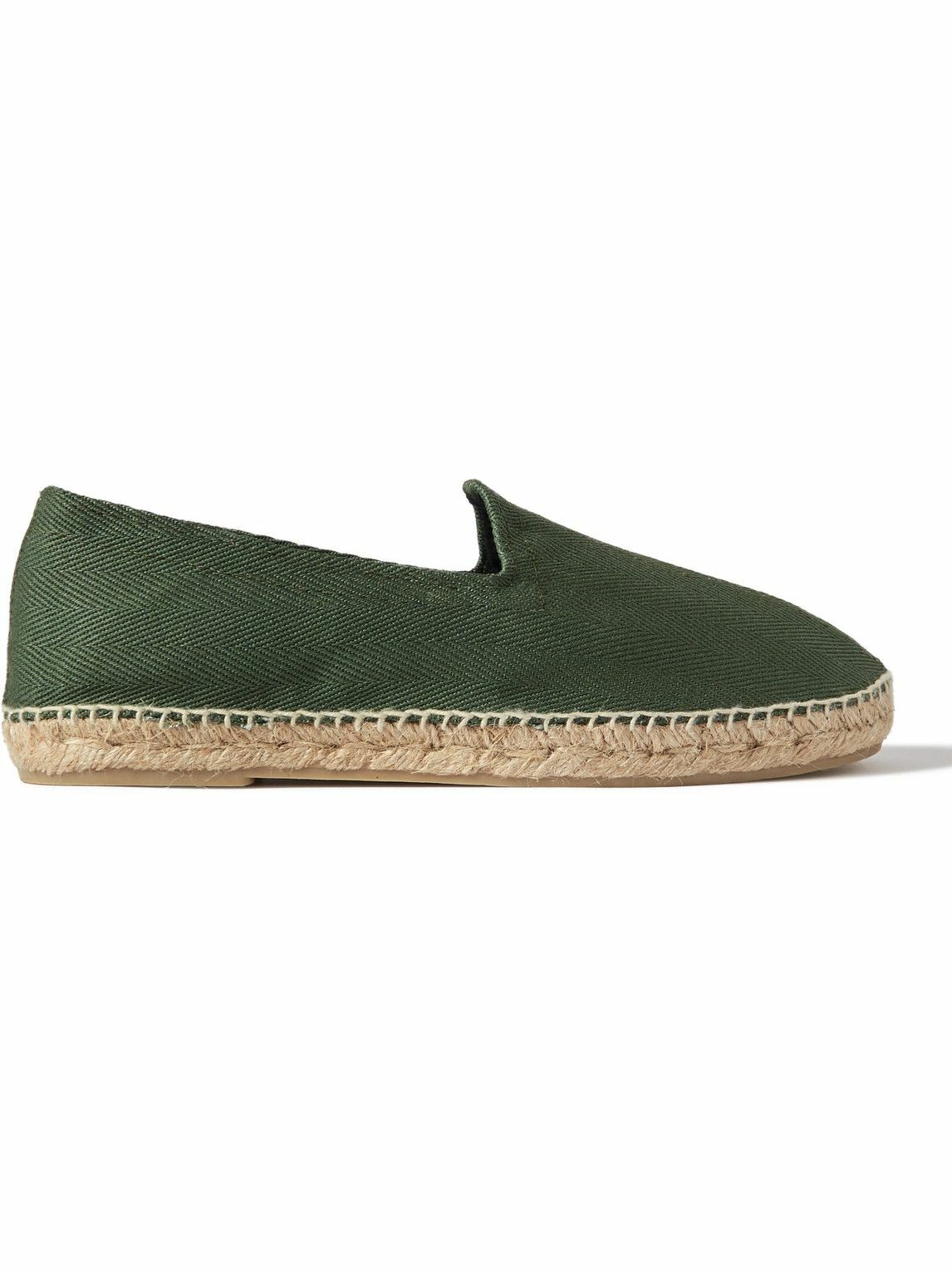 Drake's - Herringbone Cotton Espadrilles - Green Drake's