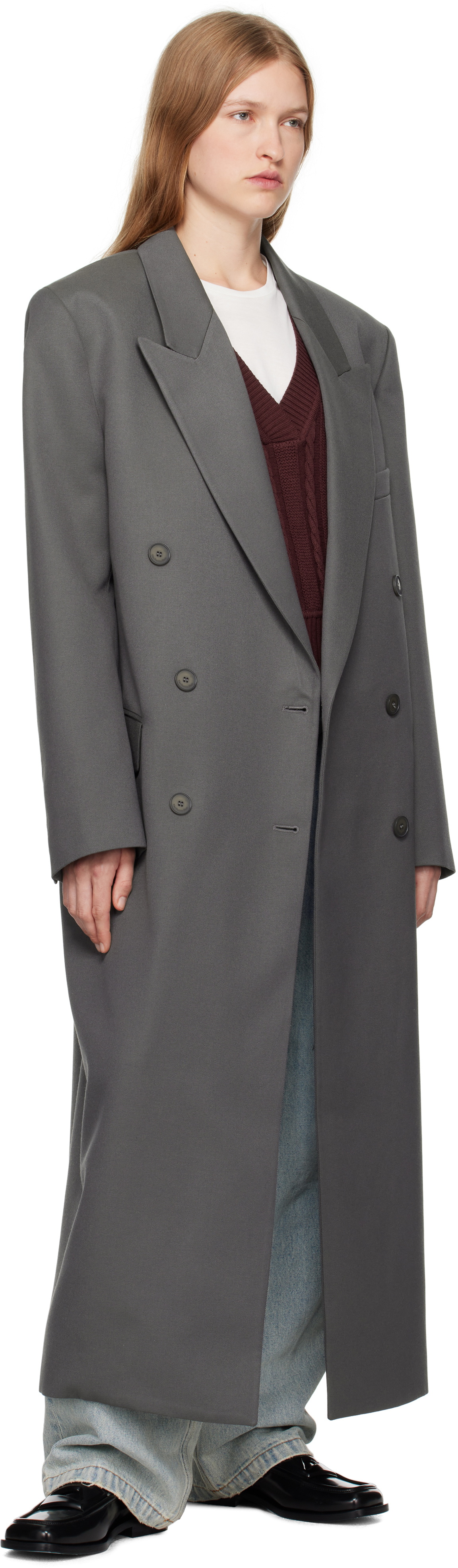The Frankie Shop Gray Jane Long Coat