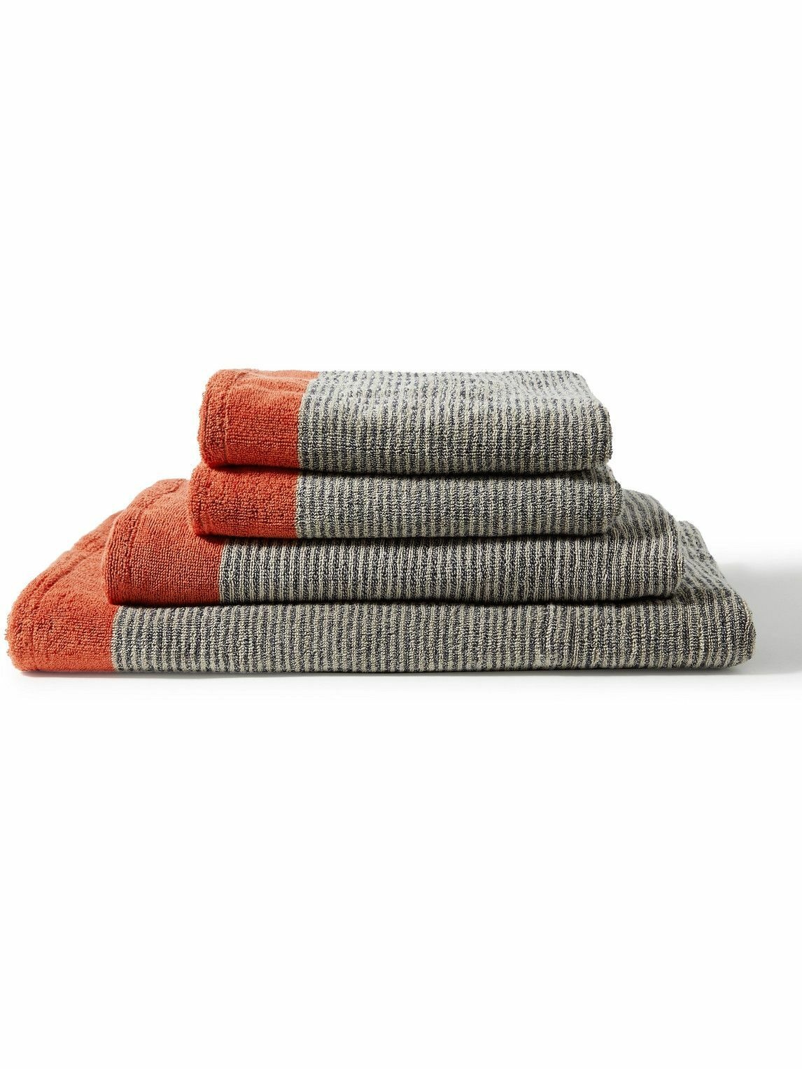 Photo: Cleverly Laundry - Set of Four Pinstriped Cotton-Terry Bath Towels