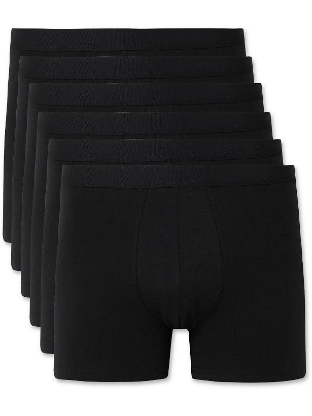 Photo: Organic Basics - Six-Pack Stretch Organic Cotton-Jersey Boxer Shorts - Black
