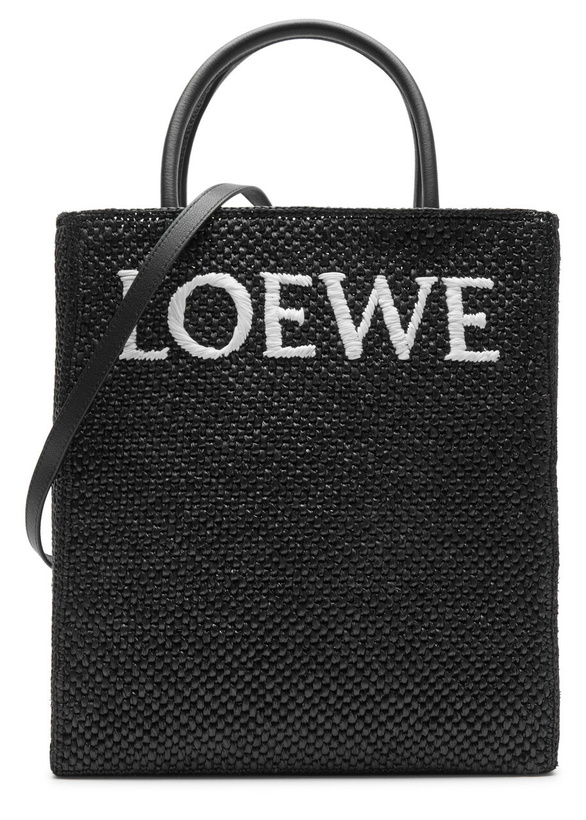 Photo: Loewe Standard A4 Woven Raffia Tote - Black And White - One Size