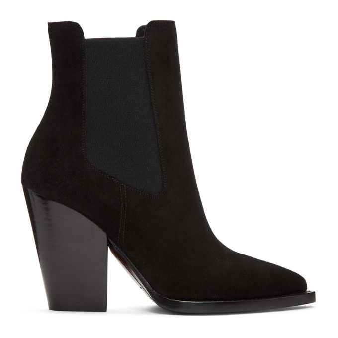 Saint Laurent Black Suede Theo Boots Saint Laurent