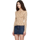 Marine Serre Tan Recycled Moon Jersey Second Skin Crewneck T-shirt