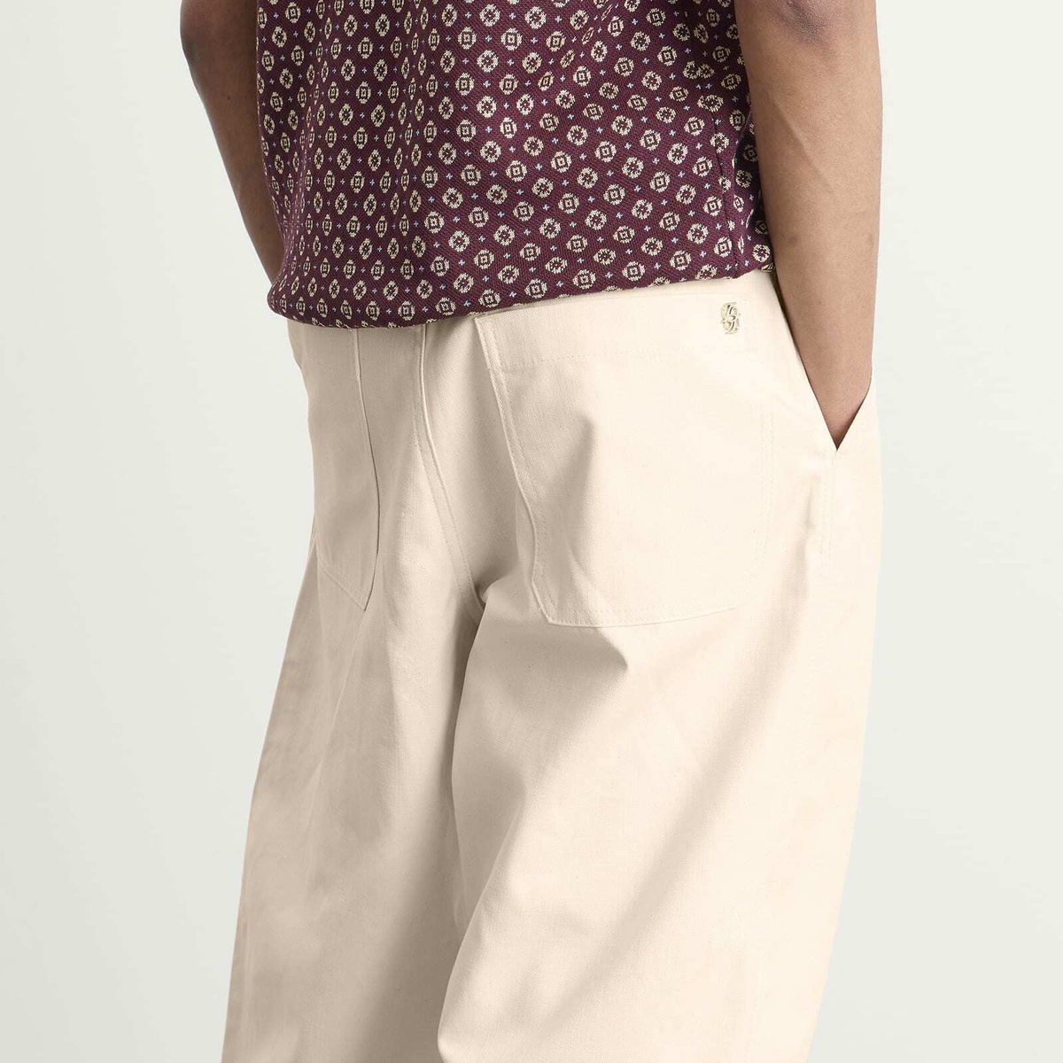 Drôle de Monsieur Men's Wide Leg Pants in Off White