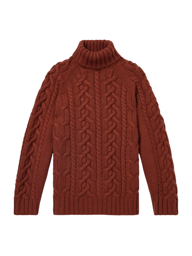 Photo: Brunello Cucinelli - Cable-Knit Cashmere Rollneck Sweater - Red