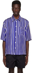 Bottega Veneta Black & Blue Striped Shirt