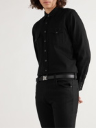 Givenchy - 2.5cm Logo-Jacquard Canvas and Full-Grain Leather Belt - Black