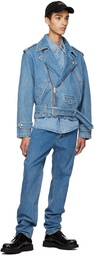 Kenzo Blue Kenzo Paris Biker Denim Jacket