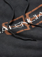 Balenciaga - Logo-Print Washed Cotton-Jersey Hoodie - Gray
