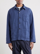 Hartford - Perry Linen and Cotton-Blend Woven Jacket - Blue