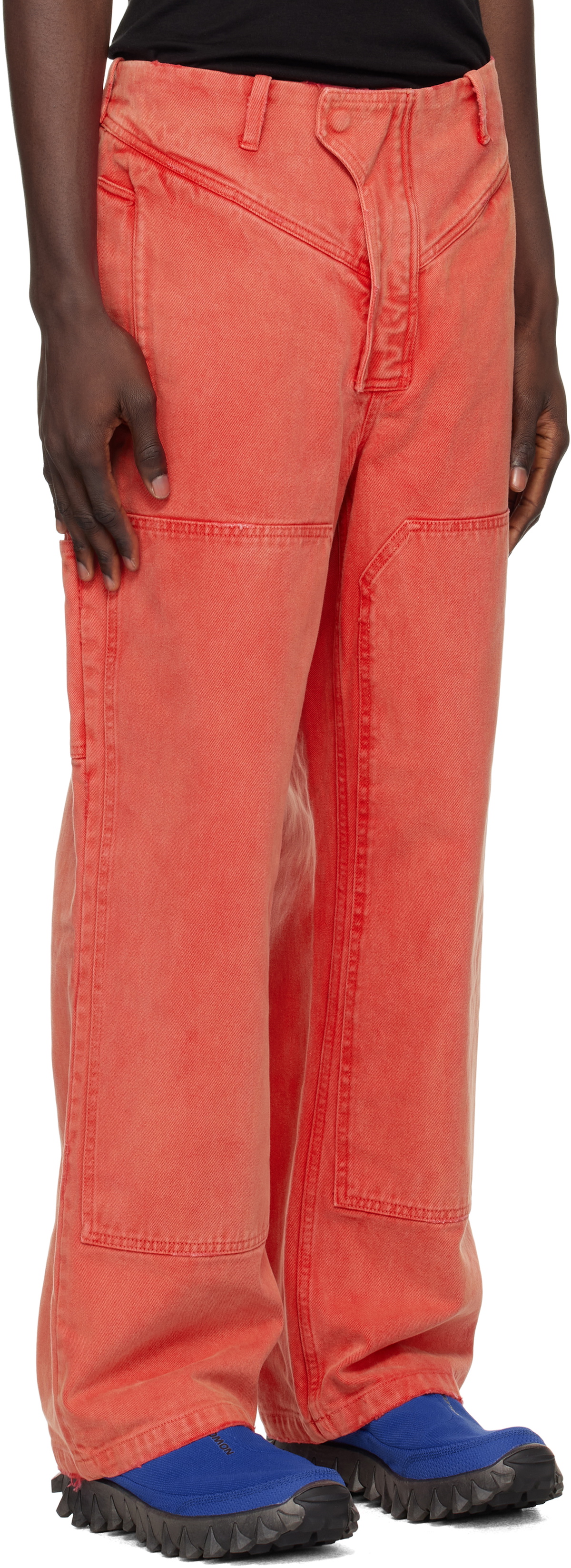 Dingyun Zhang Red Biker Trousers