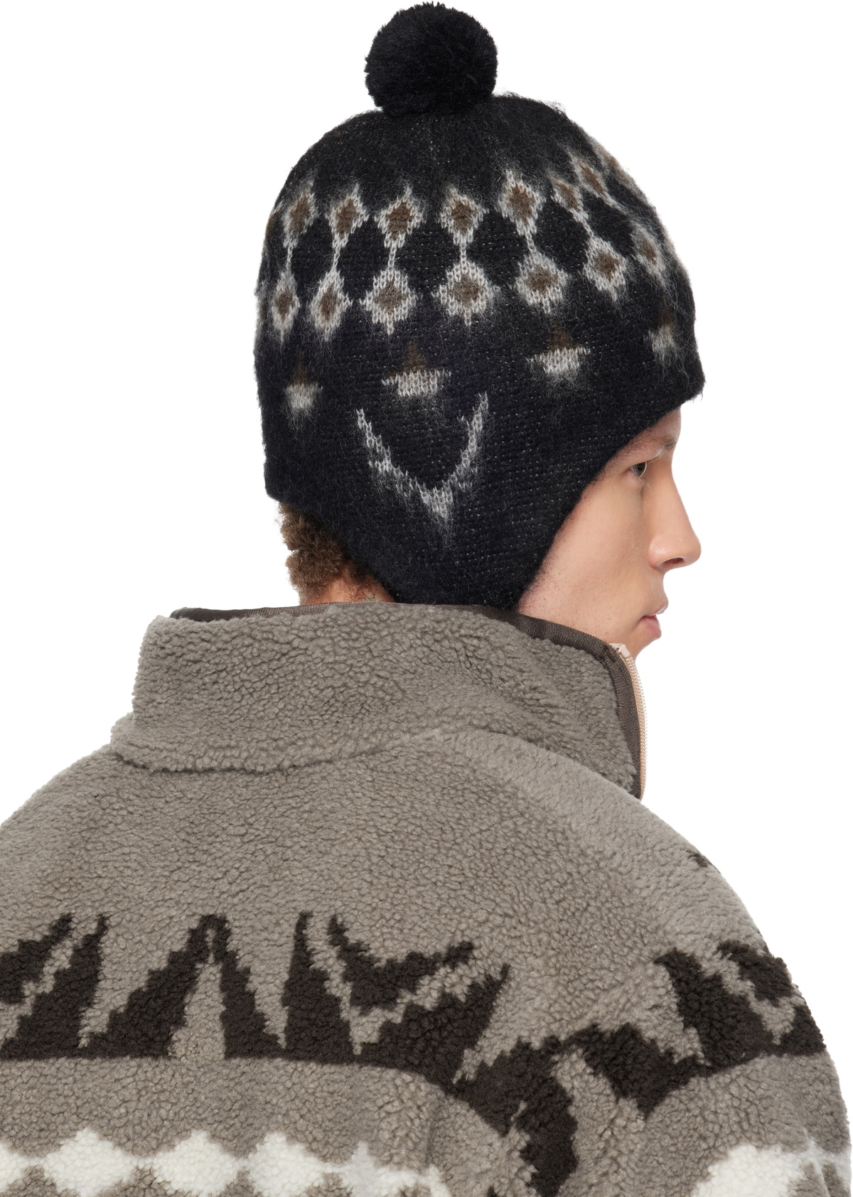 South2 West8 Black Mohair Knit Beanie