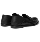 Loewe - Collapsible-Heel Croc-Effect and Full-Grain Leather Penny Loafers - Black