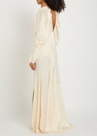 Simone Rocha Poppy Floral-print Satin Gown Cream