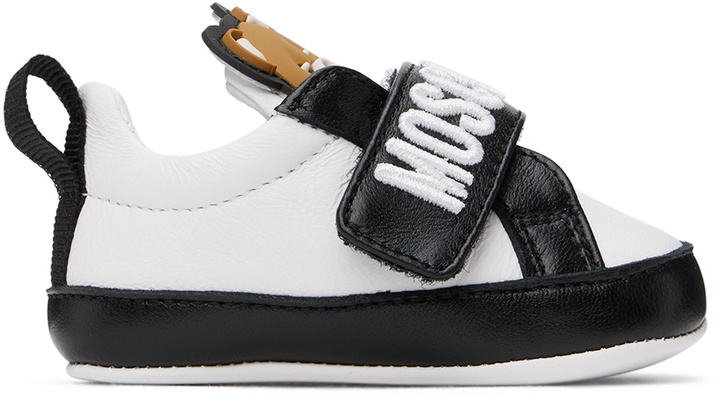 Photo: Moschino Baby White & Black Graphic Pre-Walkers