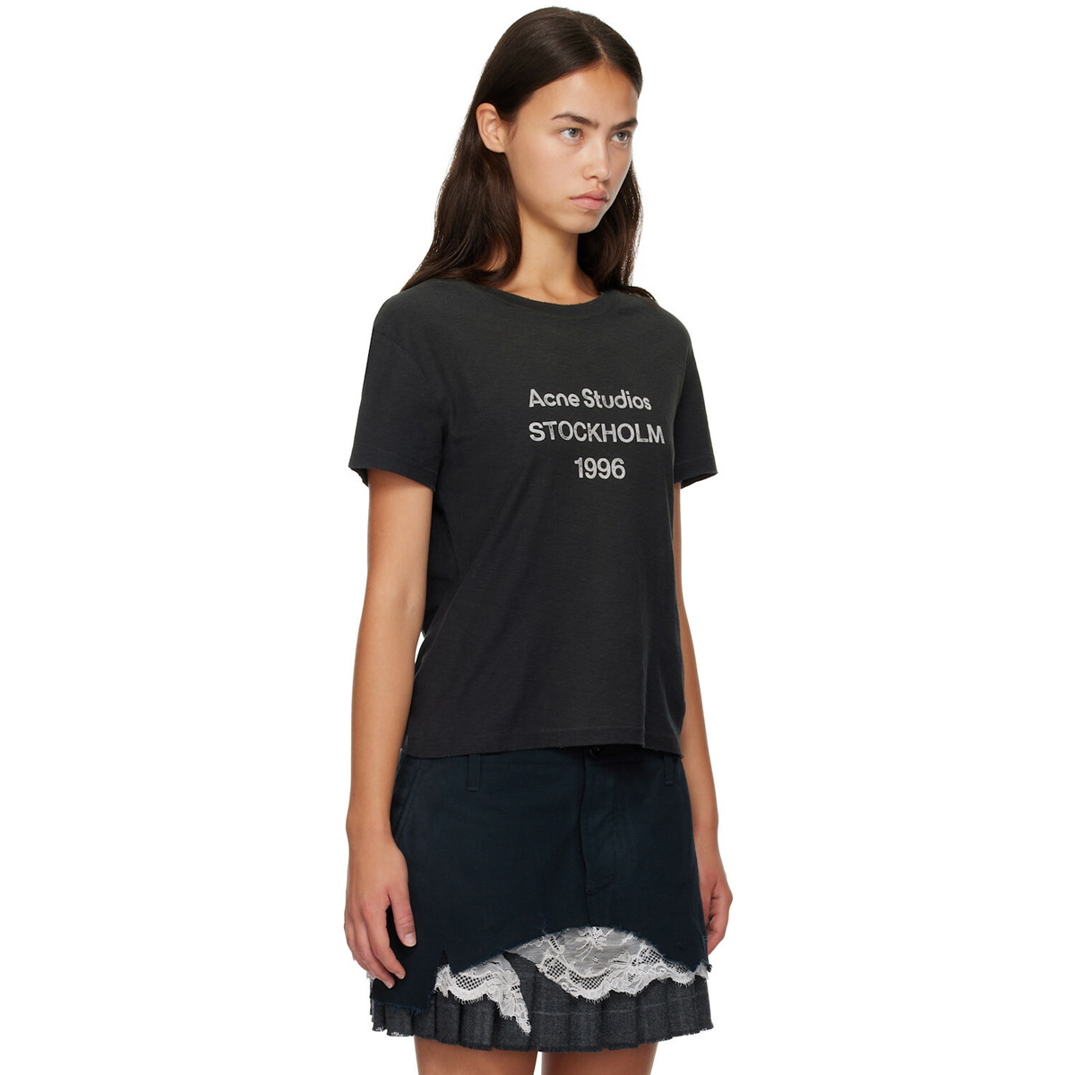 Acne Studios Black Printed Logo T-shirt