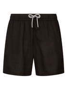 MC2 Saint Barth Man Mid-length Black Linen Swim-shorts Gustavia
