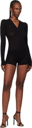 Mugler Black Knit Cotton Bodyshort