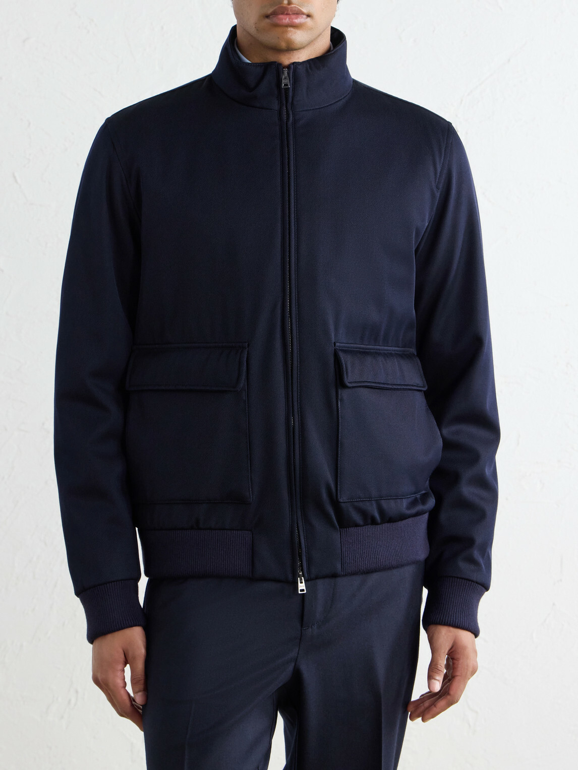 Herno - Virgin Wool-Twill Bomber Jacket - Blue