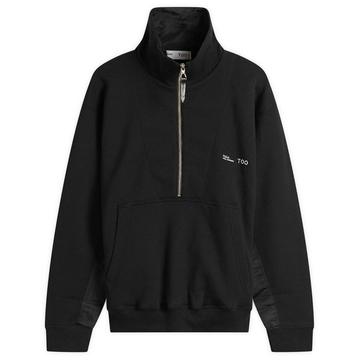 TOGA ARCHIVES Women's TOGA High Neck Half Zip Nylon Sweatshirt in Black