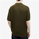 Beams Plus Men's Cable Knit Polo Shirt in Olive