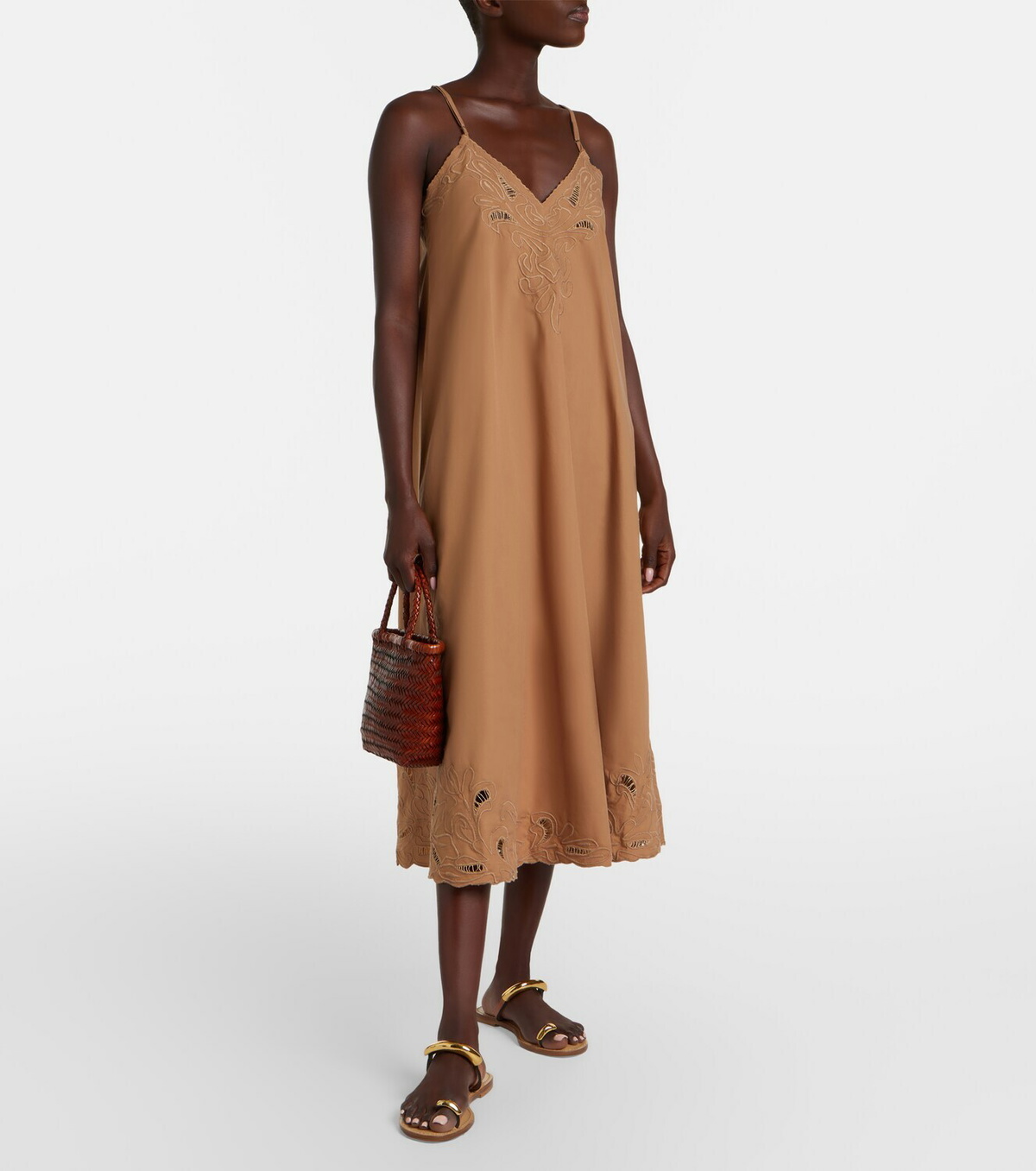 Juliet Dunn Broderie anglaise cotton slip dress