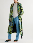 TOM FORD - Velvet-Trimmed Stretch-Silk Satin Pyjama Trousers - Blue