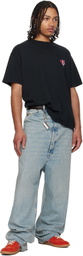 Maison Margiela Black 'Floral MM' Embroidered Cotton T-shirt
