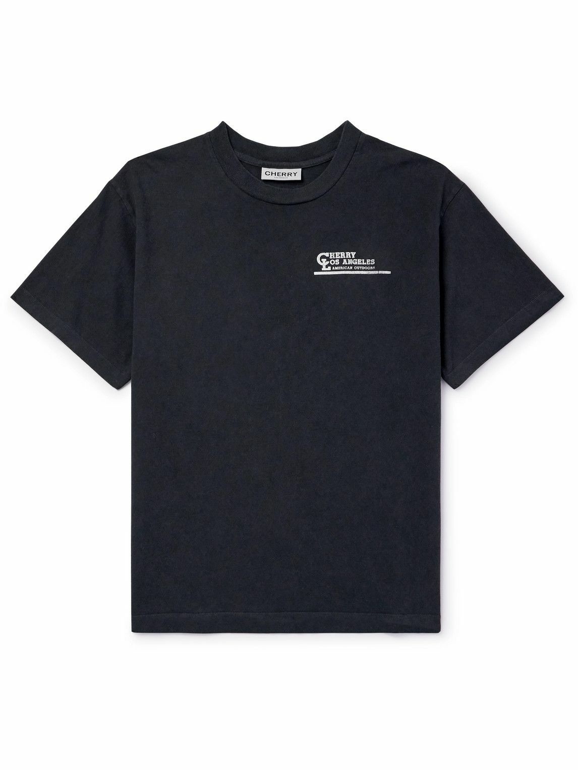 Photo: Cherry Los Angeles - American Outdoorsman Garment-Dyed Logo-Print Cotton-Jersey T-Shirt - Black