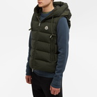 Moncler Men's Cardamine Logo Hooded Gilet in Millitary Green