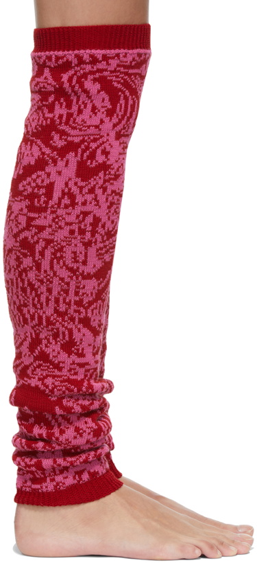 Photo: Serapis Pink & Red Jacquard Knit Leg Warmers