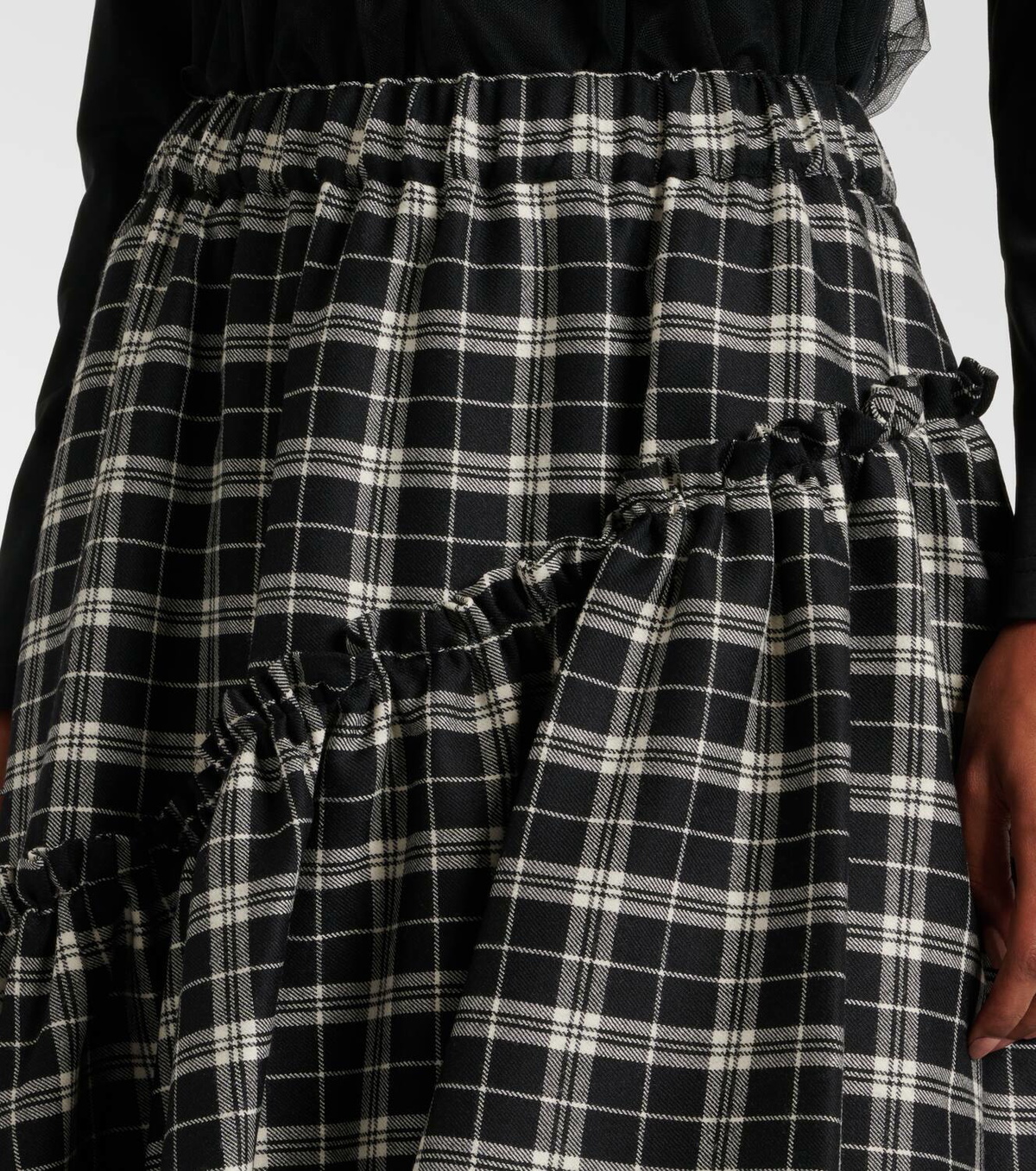 Noir Kei Ninomiya Checked wool gabardine midi skirt Noir Kei