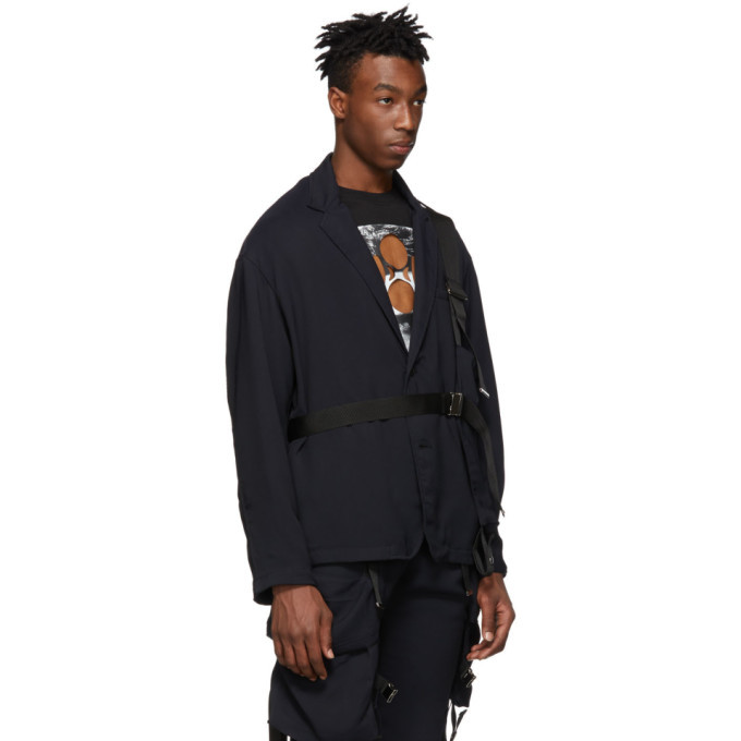 ALMOSTBLACK Navy Belted Blazer Jacket
