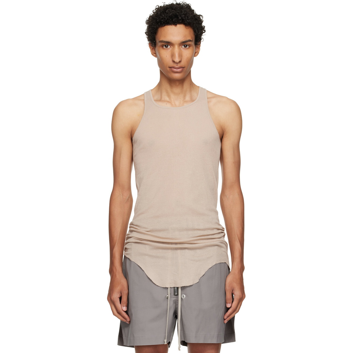 Rick Owens Taupe Tower Basic Rib Tank Top