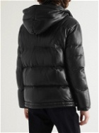 SAINT LAURENT - Quilted Leather Hooded Down Jacket - Black
