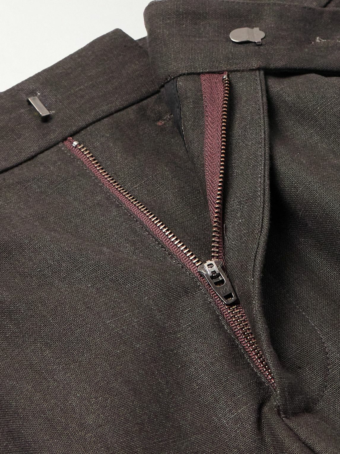 Small Talk - Straight-Leg Pleated Cotton-Canvas Suit Trousers - Brown