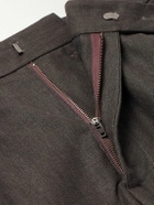 Small Talk - Straight-Leg Pleated Cotton-Canvas Suit Trousers - Brown