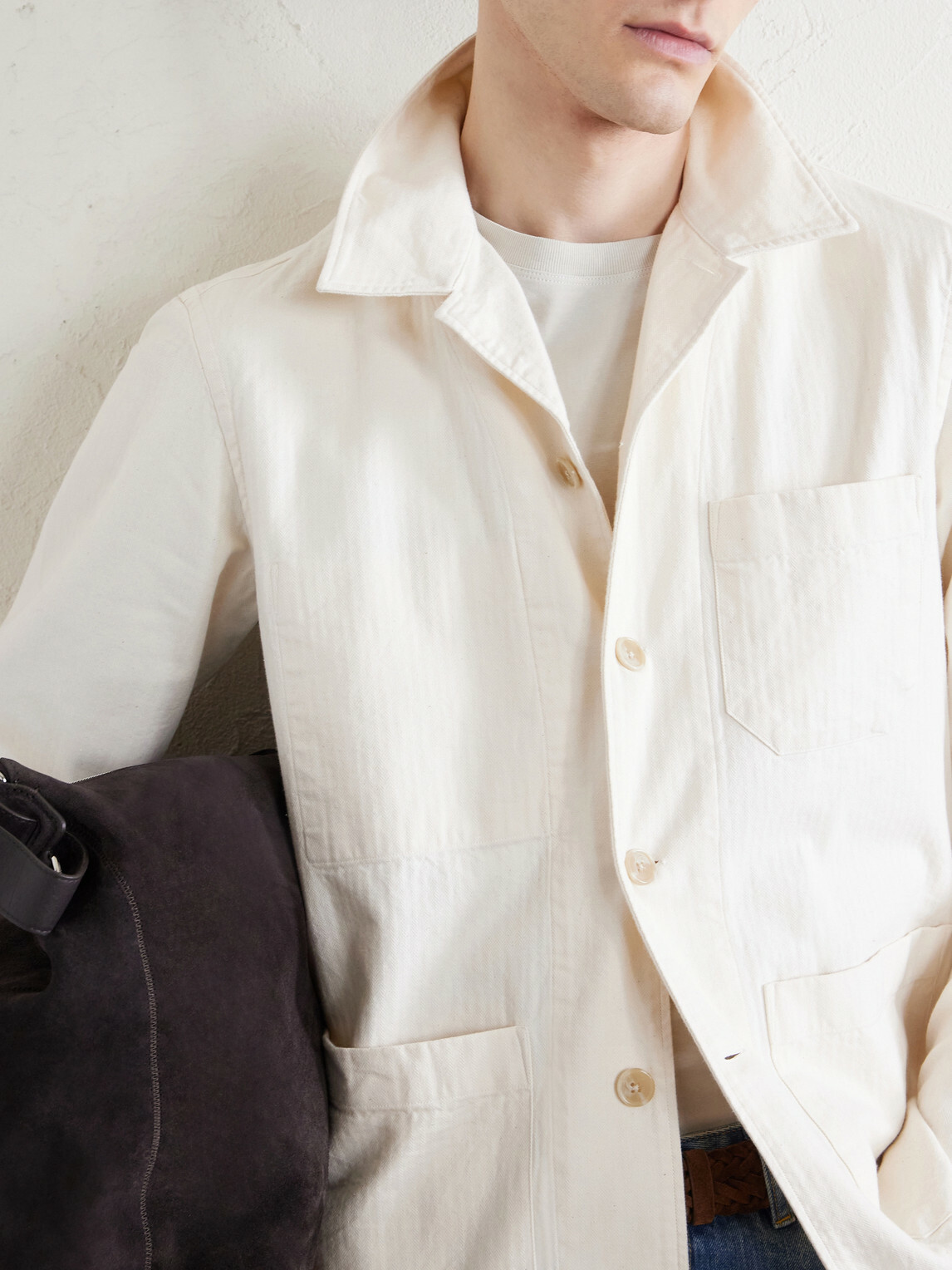 Hartford - Perry Herringbone Cotton Jacket - Neutrals