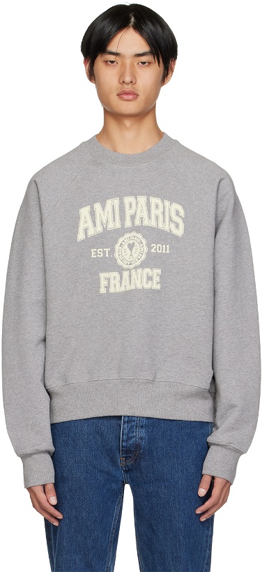 Photo: AMI Alexandre Mattiussi Gray 'Ami Paris' Sweatshirt