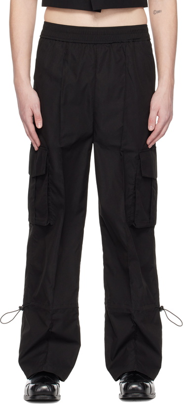 Photo: The World Is Your Oyster Black Flap Pocket Cargo Pants