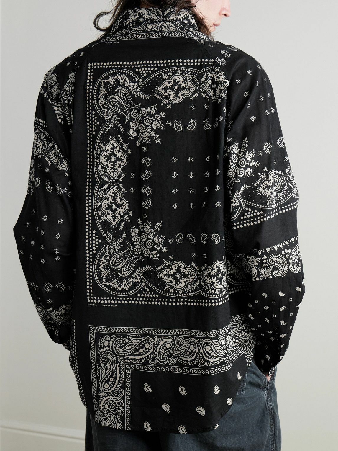 KAPITAL - Bandana-Print Patchwork Cotton-Gauze Shirt - Black KAPITAL