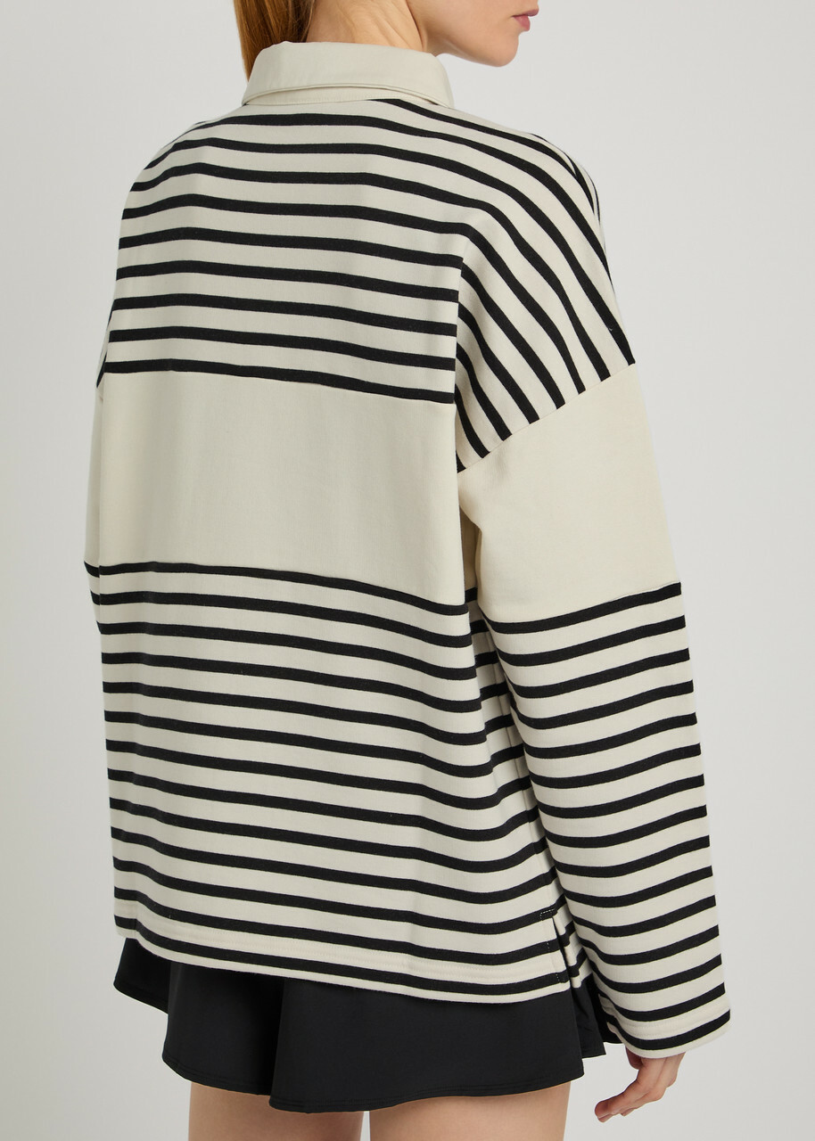 Tala Rugby Striped Cotton-blend Polo Jumper Ivory