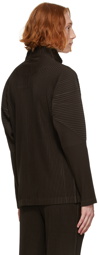 Homme Plissé Issey Miyake Brown Color Pleats Zip-Up Jacket