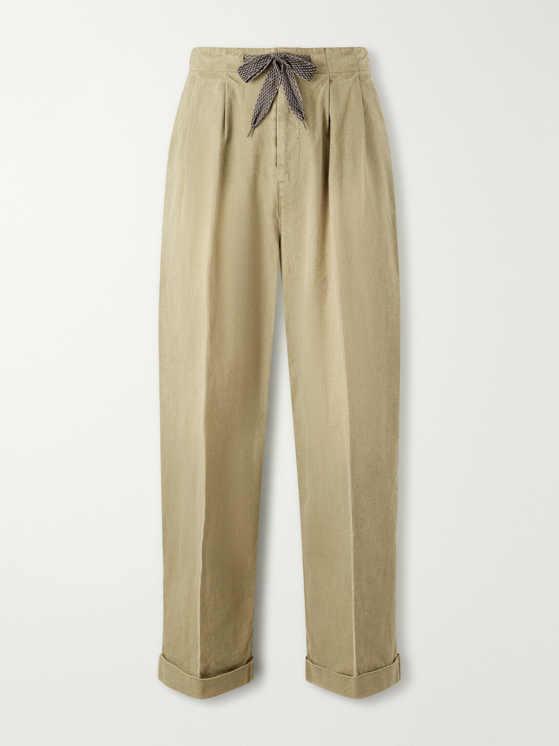 KAPITAL - Easy Straight-Leg Pleated Cotton-Canvas Trousers - Neutrals