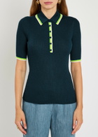 Gabriela Hearst Perro Ribbed Cashmere and Silk-blend Polo Shirt Denim
