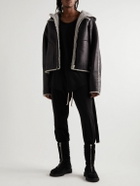 Rick Owens - Shearling-Lined Leather Hooded Jacket - Black