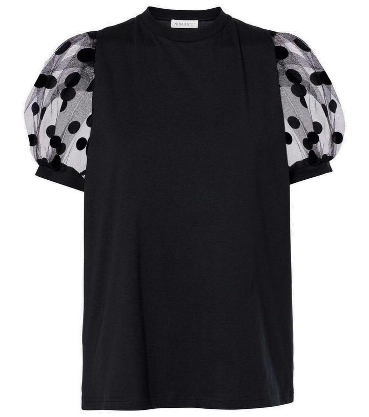 Photo: Nina Ricci Polka dot tulle and jersey T-shirt