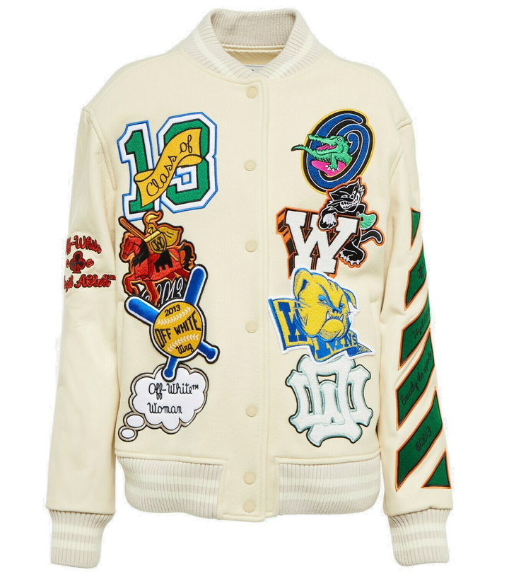 Photo: Off-White - Appliqué wool-blend varsity jacket