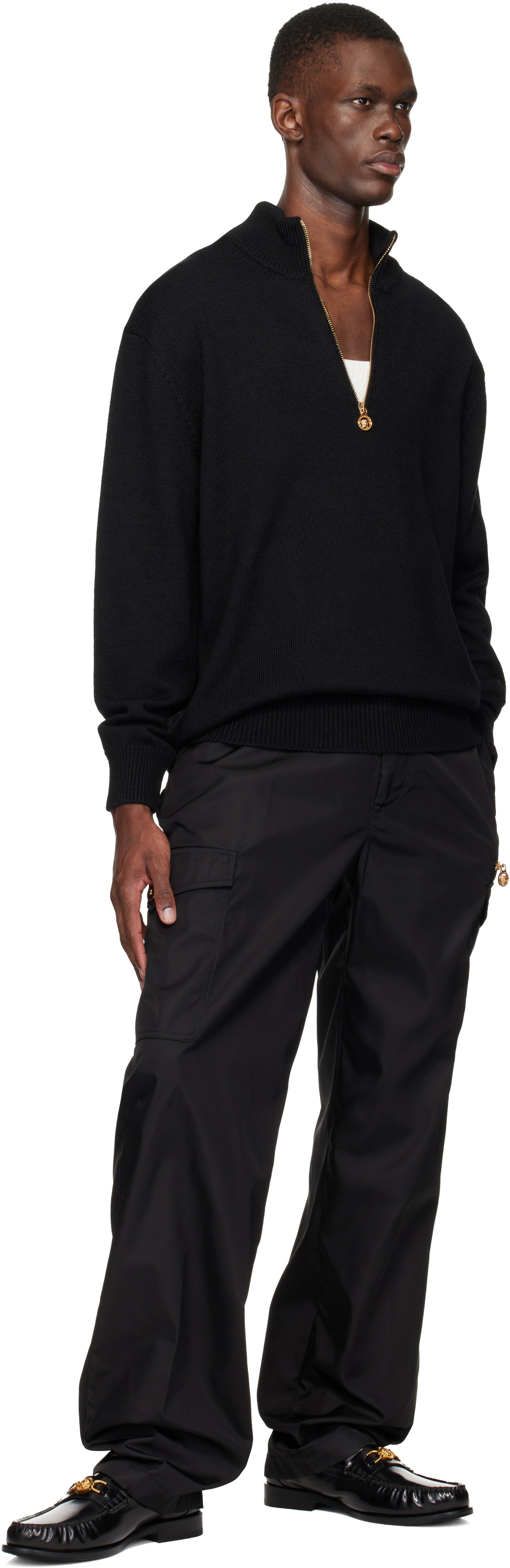 Versace Black Nylon Cargo Pants