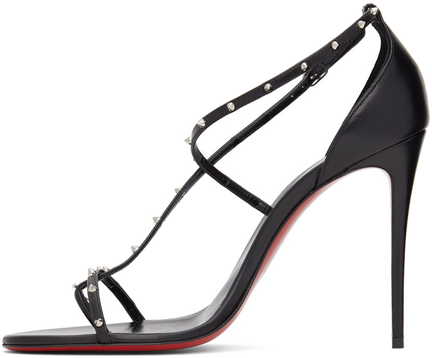 Christian Louboutin Black & Red Riojana Spikes 100mm Heeled Sandals ...